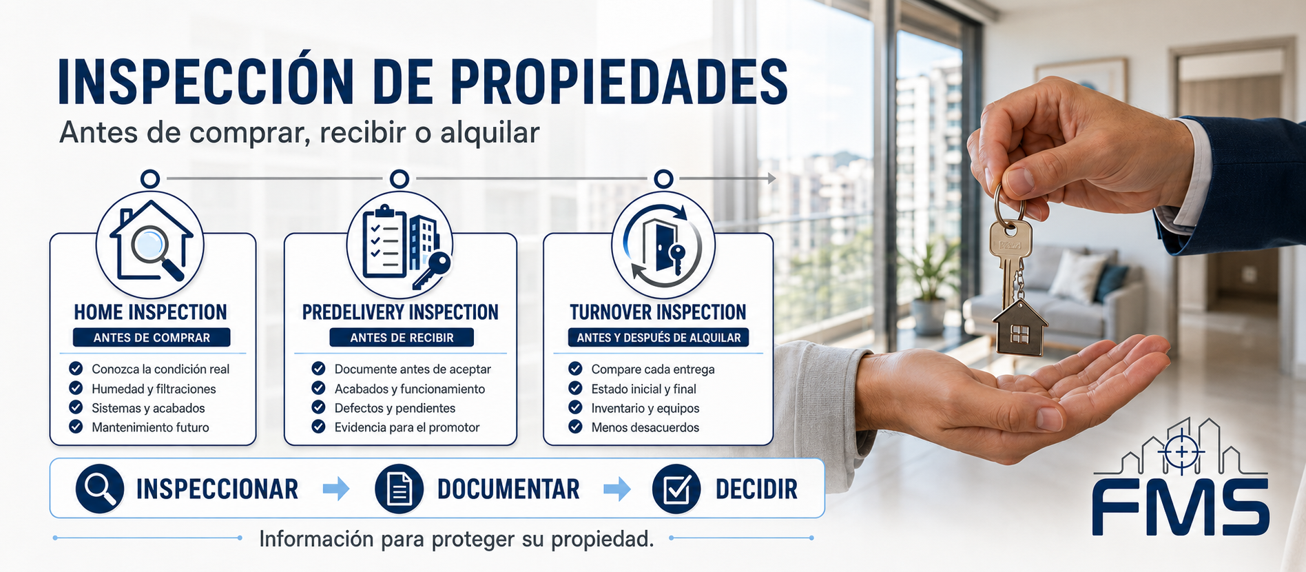 Inspección de propiedades antes de comprar, recibir o alquilar