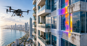 Inspección de fachadas con dron y termografía en edificio de Panamá