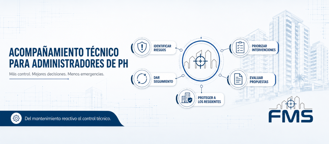 Infografía sobre acompañamiento técnico para administradores de PH y sus principales beneficios